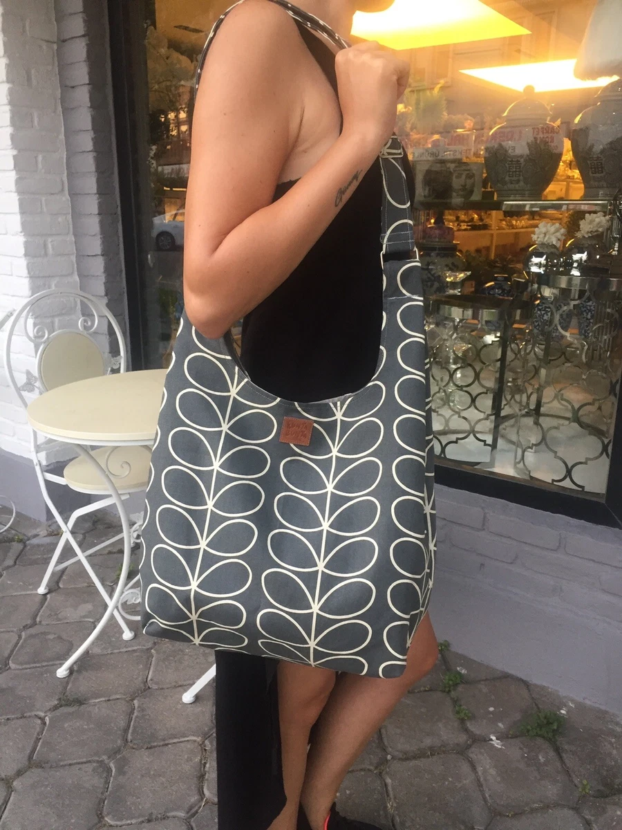 Handmade Orla Kiely Fabric made Gray Stem Shoulder Crossbody Bag