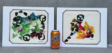 LINDA FEIN SIGNED ABSTRACT WATERCOLOR PAINTING LOT OF 2 ORIGINAL ART 1972