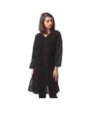 kurti Chikankari aari work black color soft cotton fabric festive daily wear
