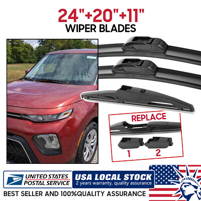 East Forest Durable HIGH CARBON STEEL boneless Windshield Wiper Blades 24''20''11''