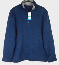 NAUTICA Men's Navy Fleece 1/4 Zip Pullover Sweater Size L