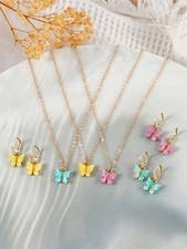 9pcs/set Fashion Butterfly Decor Jewelry Set Necklace and Earrings Jewelry Gift