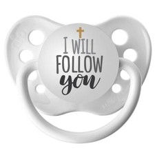 I Will Follow You Pacifier - White - Ulubulu Binky - Unisex - 0-18 months