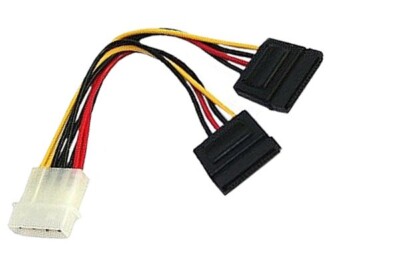 DINIC Y-Stromkabel intern 5,25 auf S-ATA, 1x 5,25 auf 2x S-ATA, 0,15m