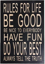 Rustic Wood Sign Decor with Saying Rules for Life Wood Plaque Hanging Wall Art