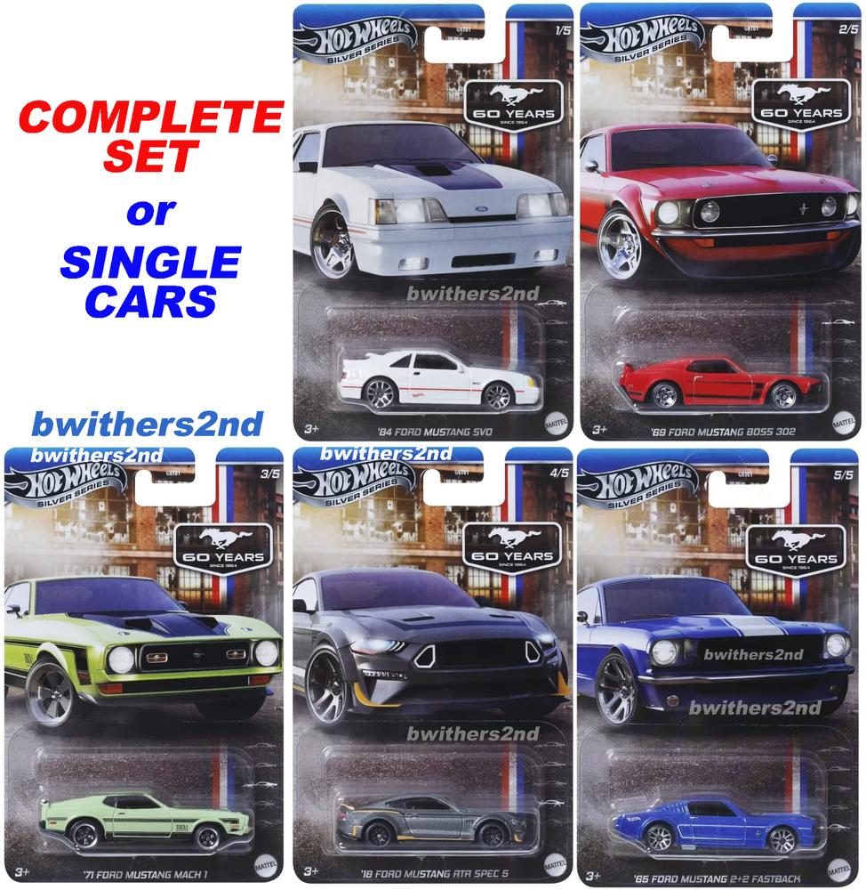 Hot Wheels Silver Series 60th Anniversary Mustang Set or Single Free Shipping