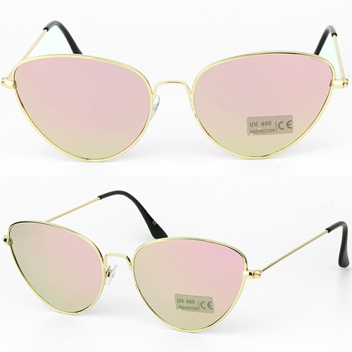 Donna Rosa Completamente Specchio UV400 Lenti Occhiali da Sole Occhi di  Gatto | eBay