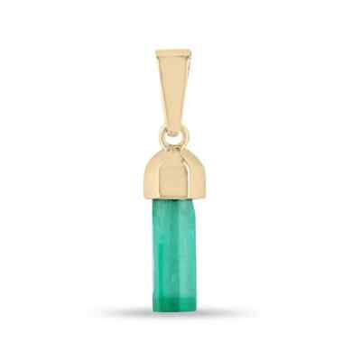 2.71 Carat Natural Rough Colombian Emerald Terminated Crystal Unisex Pendant 18K