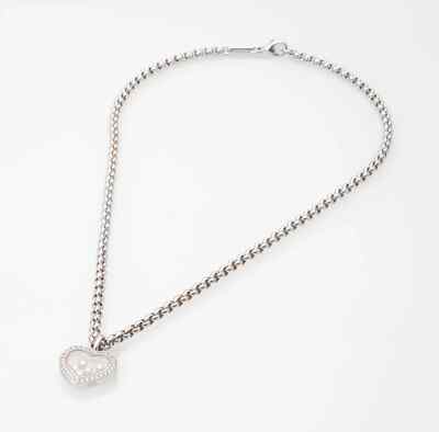 Chopard Happy Diamond Herz 1,25ct groß 18k Weißgold Diamant Anhänger Halskette