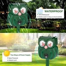 1Pcs Solar Ultrasonic Animal Repellent with Motion Sensor