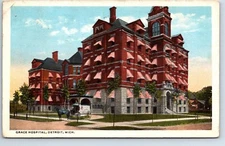 Postcard Michigan Detroit Grace Hospital posted 1916