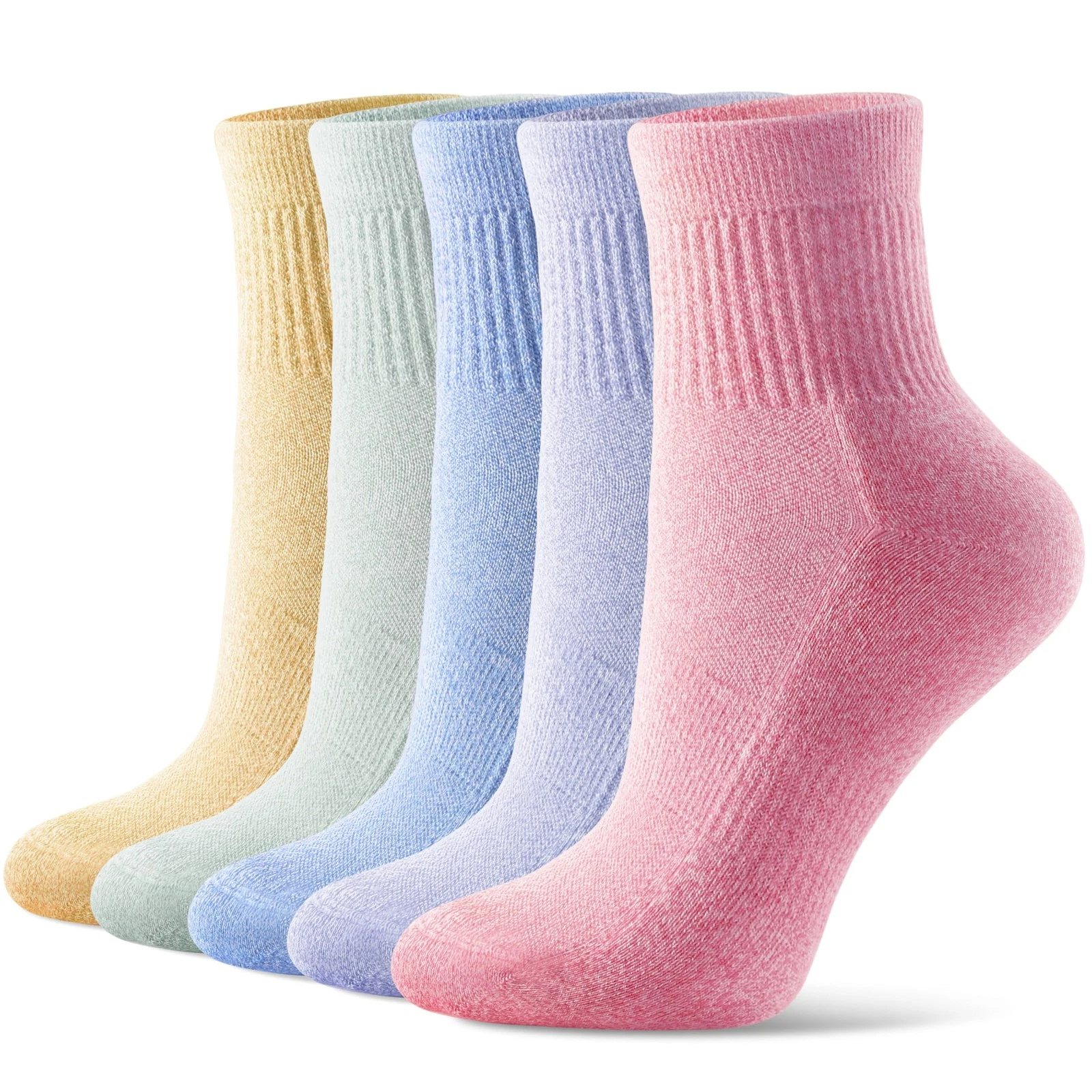 5 Pairs Mini Crew Ankle Socks Cushioned Running Casual Socks for Women and Me...