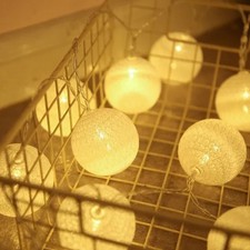 Fairy Lights LED String Lights Plug in Indoor- 3 M 20pcs Cotton Ball String