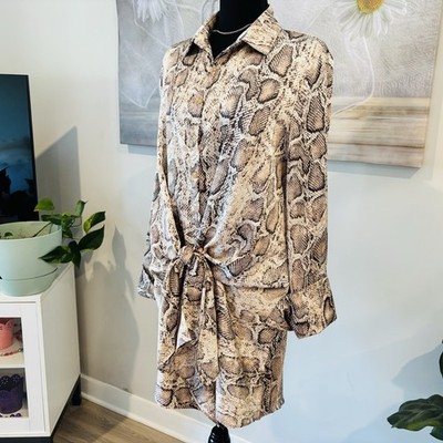 Sweet Lemon Silky Snake Skin High Low Wrap Dress   Size Medium 