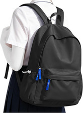 School Backpack for Teen Girls Black Simple School Book Bag Waterproof High Scho
