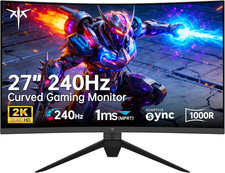 27 Inch 240Hz Curved Gaming Monitor, 2K QHD 2560X1440P Computer Monitor with 100