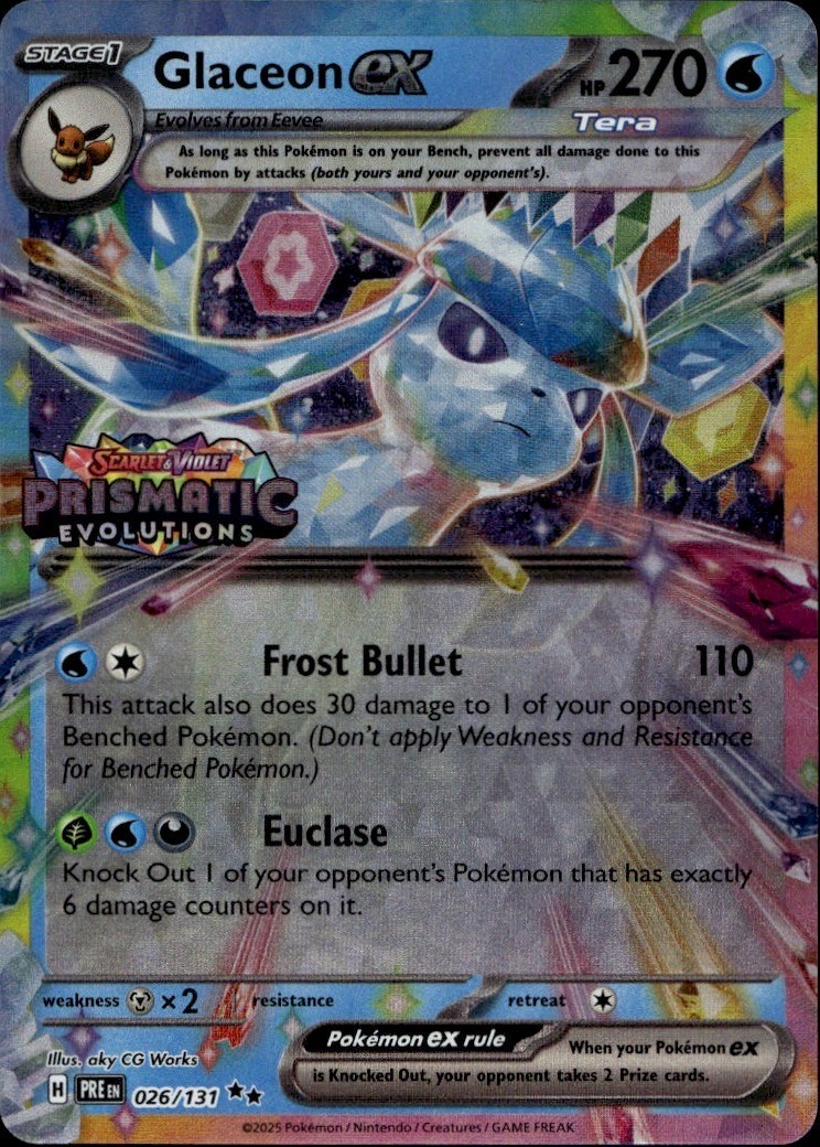 Glaceon ex (Prismatic Evolutions Stamp) 026/131 Holo Miscellaneous Pokemon NM