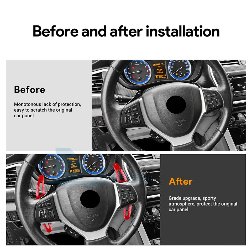 For Suzuki Swift Ciaz Steering Wheel Paddle Shifter Extension Red Carbon Print - Image 3 of 4