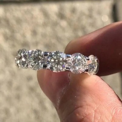 Moissanit-Band 3 kt Rundschliff 14 kt Weißgold vergoldet volle Ewigkeit