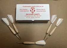 Darts #1 White Turkey Feather Wooden Barrel 12pc Box-Steel Tip