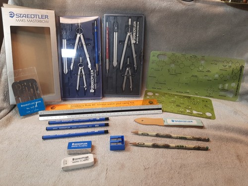 Staedtler Mars Masterbow Drafting Drawing Instrument Set Lot With Xtras Germany 