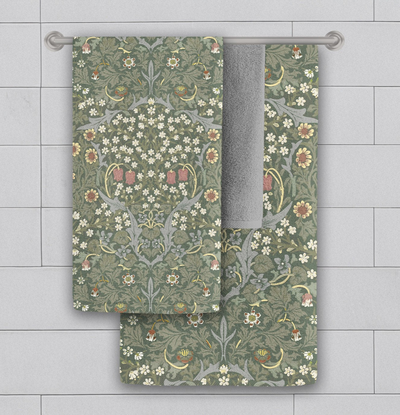 William Morris Blackthorn Vintage Floral Decorative Bath Towels 2, Arts & Crafts
