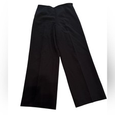 Talbots Wide Leg High Waste 100 Wool Lined Trousers Black Size 10P Minimalist