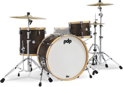 PDP Classic 3-Pc Drum Kit Set 24'' Bass - Walnut w/ Natural Hoops