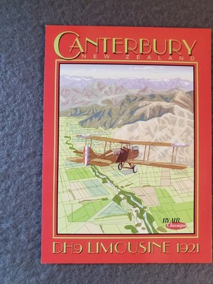 E9 Canterbury Airline Travel Poster Postcard AIR CLASSIQUE NEW ZEALAND 2005