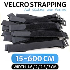 Heavy - Duty Black Hook - and - Loop Strap with Buckle, 15cm - 600cm