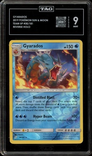 Pokemon Gyarados Team Up 30/181 Reverse Holo Tag 9 Mint