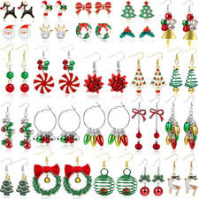 24 Pairs Christmas Earrings for Women Bulk Xmas Holiday Dangle Earrings Christma