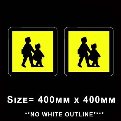 2X SCHULBUS WARNAUFKLEBER SCHILD X 2 40CMX40CM REISEBUS MINIBUS KINDERGARTEN TAXI