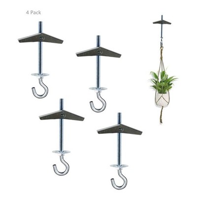 4 Pack Carbon Steel Plasterboard Ceiling Hooks Spring Toggle Wing Bolts Hange...