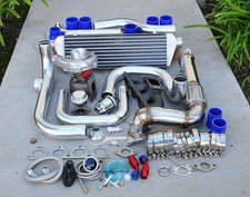 For Civic D15 D16 Bolt-on Turbo Kit Polish Intercooler Pipe Sqv Bov Blue Coupler