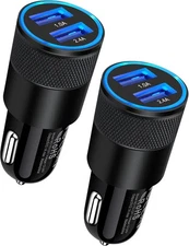 2 Pack Fast Dual USB Car Charger Adapter 3.4A for iPhone Samsung Galaxy iPad