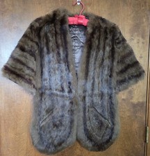 Vintage Brown Mink Stole Wrap, Shawl. Lined Pockets. Statement Piece OS