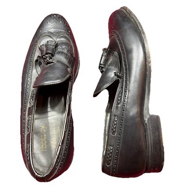 FootJoy Classics Black Leather Tassel Kiltie Loafers Wingtips 75531, Mens 10.5 C