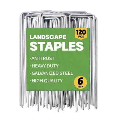 MAT 7-BANQUET Galvanized Landscape Staples 6 Inch 120 6in(L) x 3mm(D), Silver
