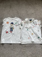 Polo Ralph Lauren Girls White T-Shirt with Bear Graphic and Polo Girl Shirt. 35