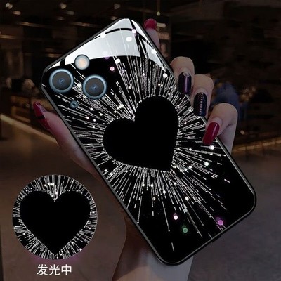 1X LED Shine Flash Car Light up Glass Phone Case Cover for iPhone 16 15 14ProMax