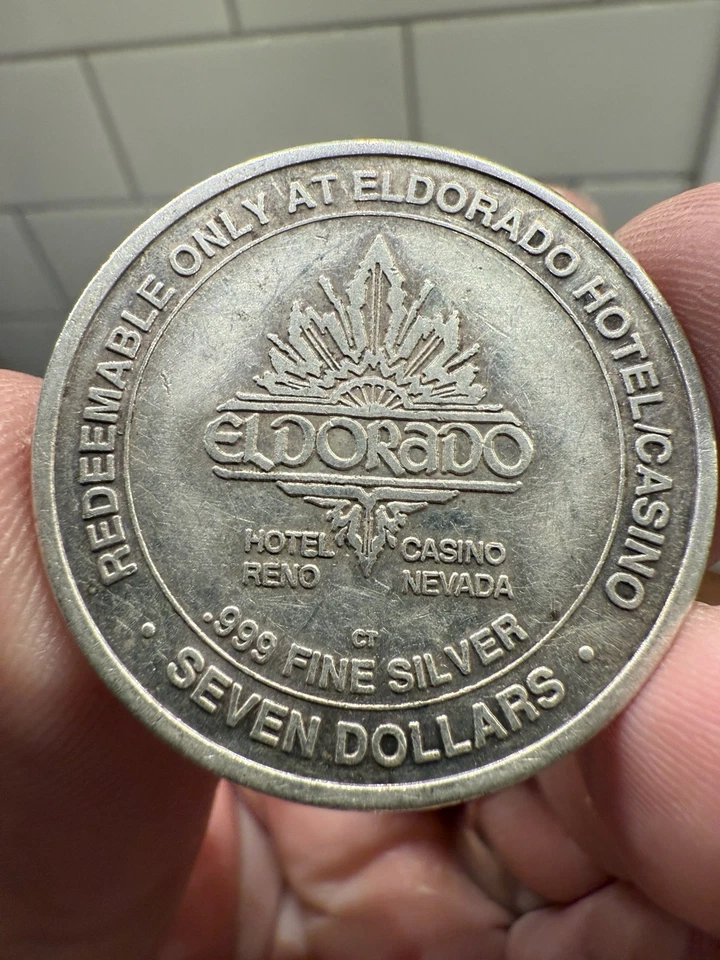 .999 Silver  Seven Dollars $7 ELDORADO Hotel Casino, Reno Nevada Rare - Image 2 of 3