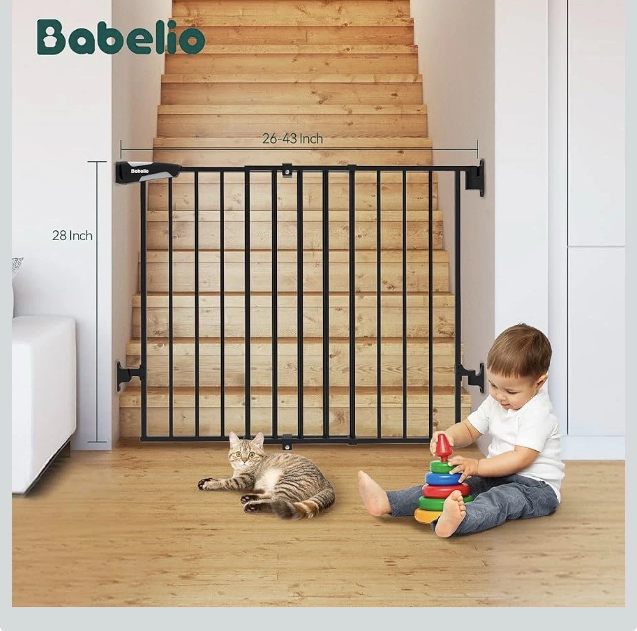 Swinging Baby Gate 26-43 In In Width Adjustable Baby Pet Gate Stairs Doorway
Opens in a new window o