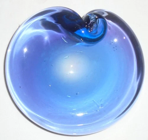Vintage Murano Style Purple Blue Hombre Heavy Thick Glass Bowl, 7"