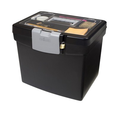 Storex 61504B02C Portable File Box with XL Lid, 11 x 13-1/2 x 1... FAST USA SHIP