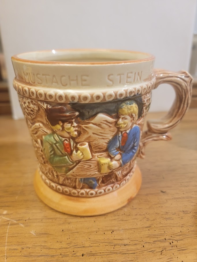 Vintage Tavern Scene Porcelain Mustache Stein Coffee Tea Mug Cup Made in Japan