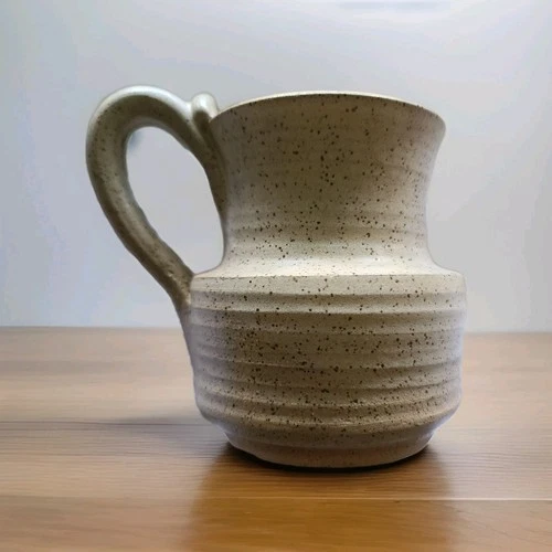 Handmade Studio Art Pottery Speckled Stoneware Coffee Mug Cup Brown & Cream 4"