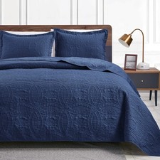 Loves cabin Quilts for Queen Bed Navy Blue Bedspreads - Soft Bed Summer Light...