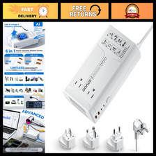 1600W Pure Sine Wave Voltage Converter 220V to 110V for Travel, 6-in-1 Adapter