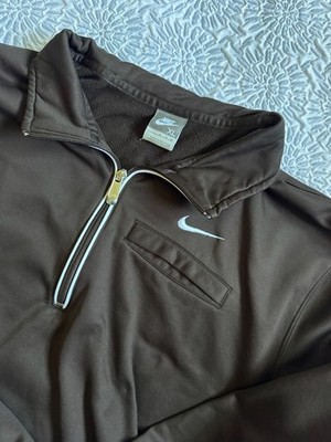Nike Brown Mocha Track Jacket Quarter Zip Pullover Men s XL